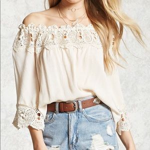 Lace off the shoulder top- worn once!